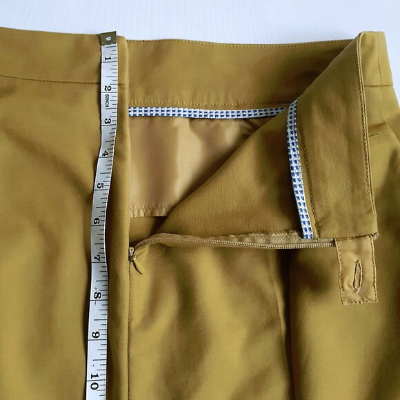 KENAR Pencil Skirt with Pokets and Back Slit in Ocre Yellow - Picture 10 of 16